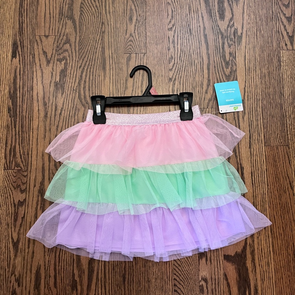 Girls Pastel Tiered Tulle Skirt - Pink, Mint & Lavender
